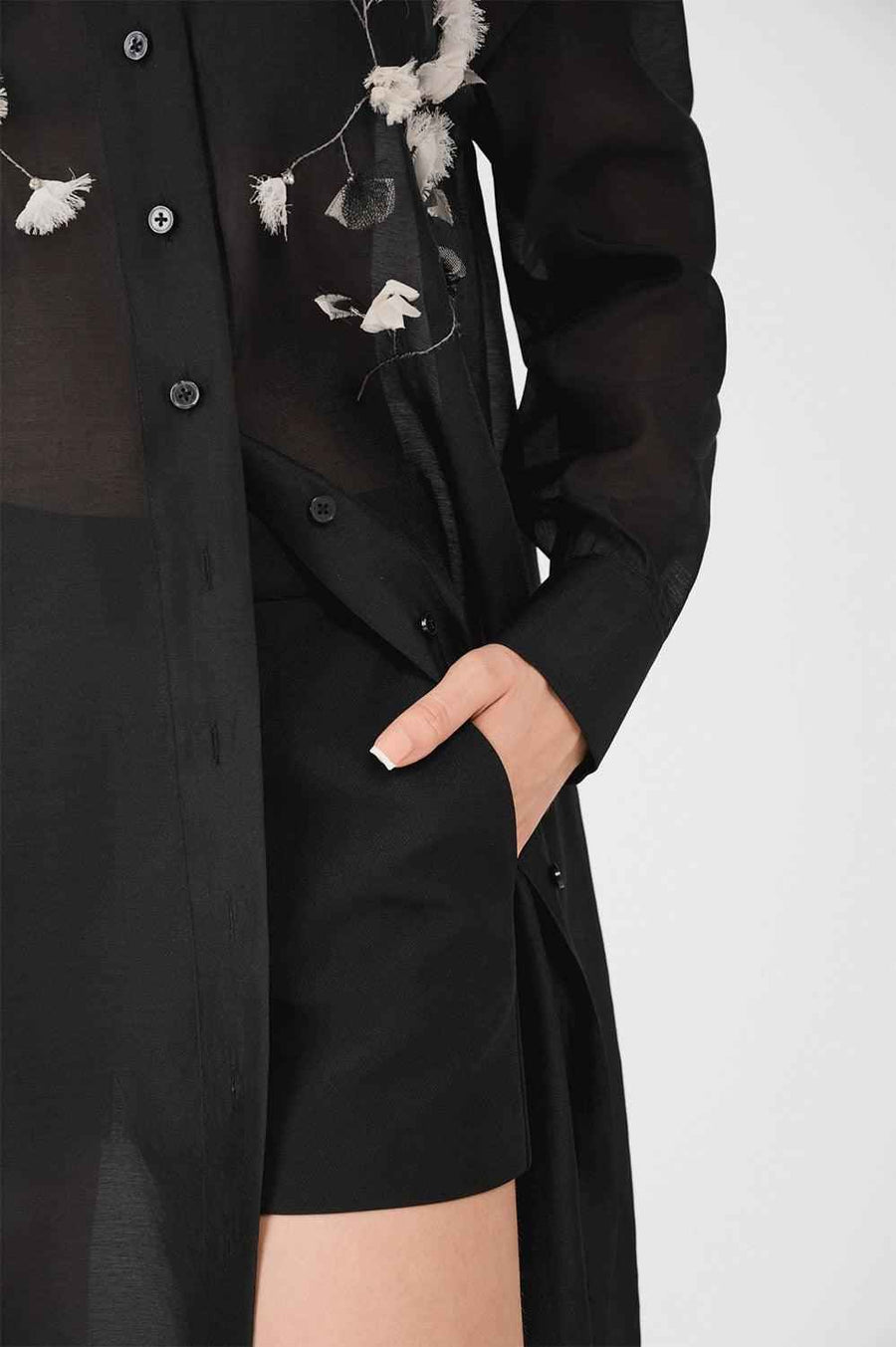 Amanda Shirt Flower Applique Organza High-low Dress