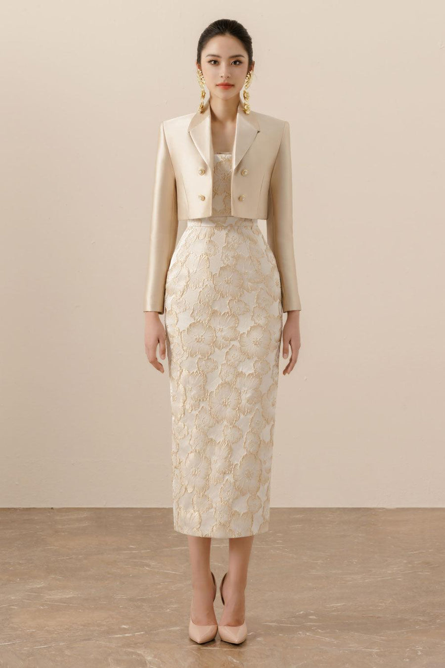 Amara Bolera Cropped V-Neck Taffeta Jacket 6
