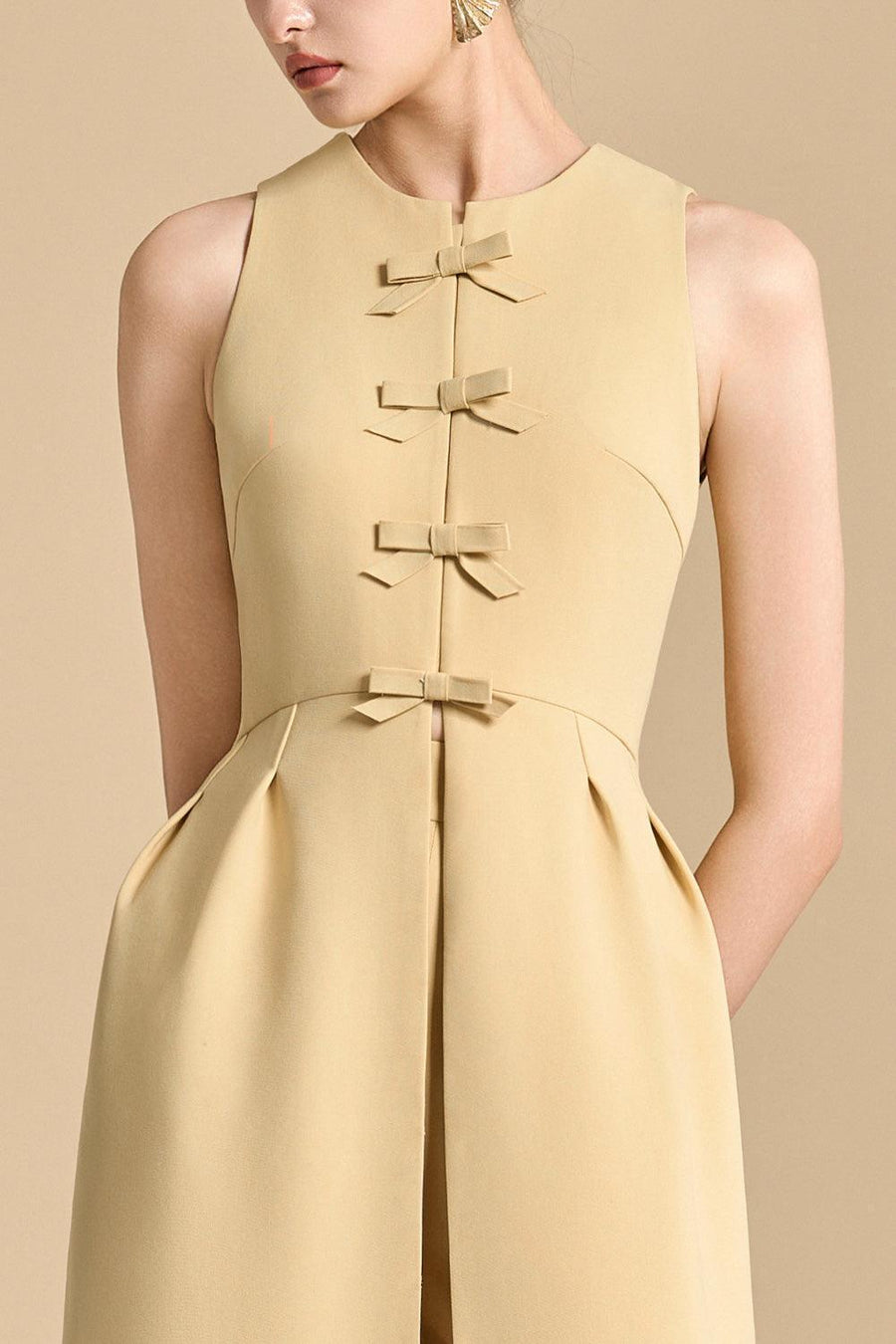 Amaryllis Slit Bow Polyester Floor Length Top Sleeveless Top Maison des Copains