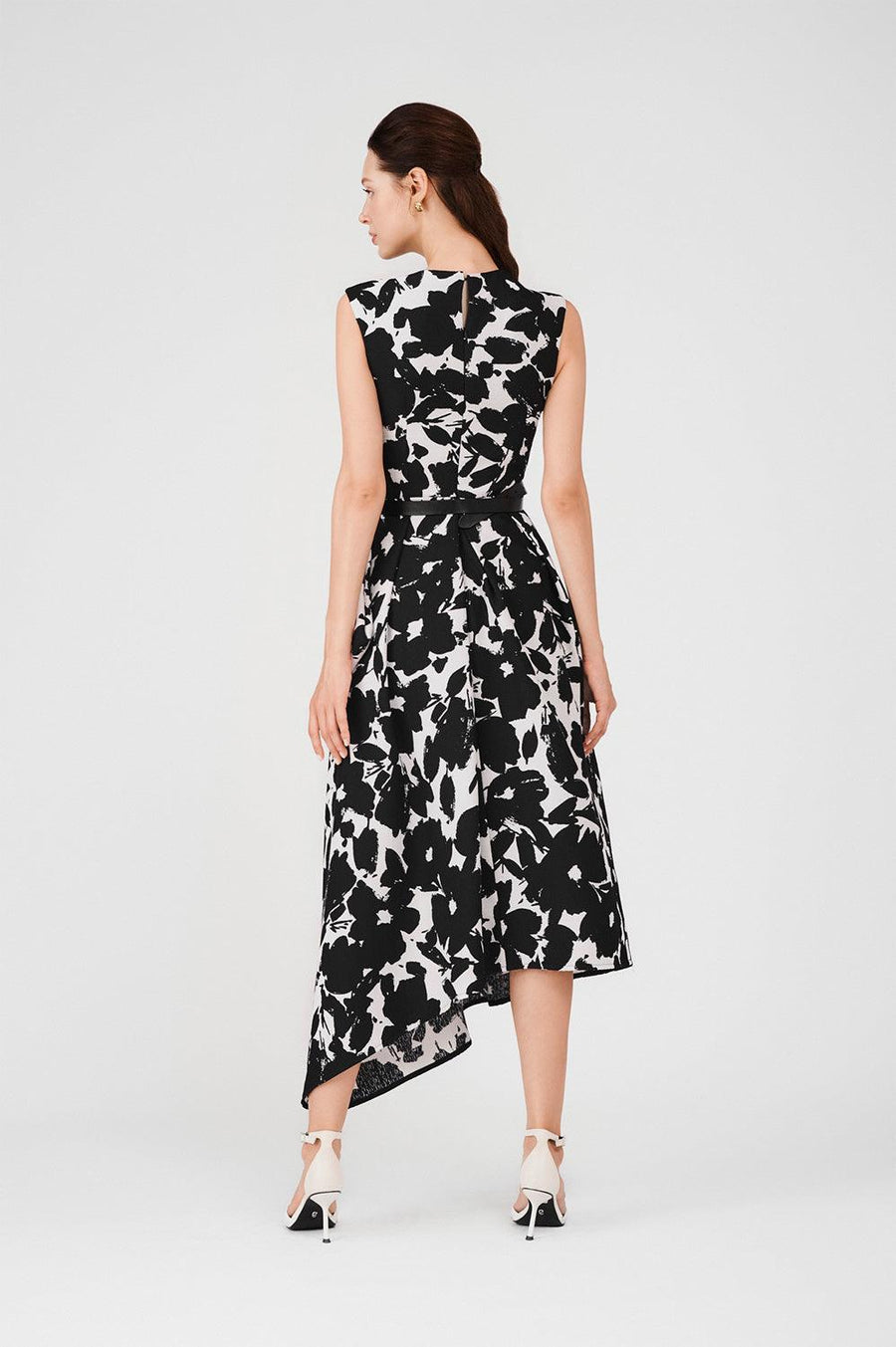 Amaya Asymmetric Pleated Poly Silk Midi Dress 4