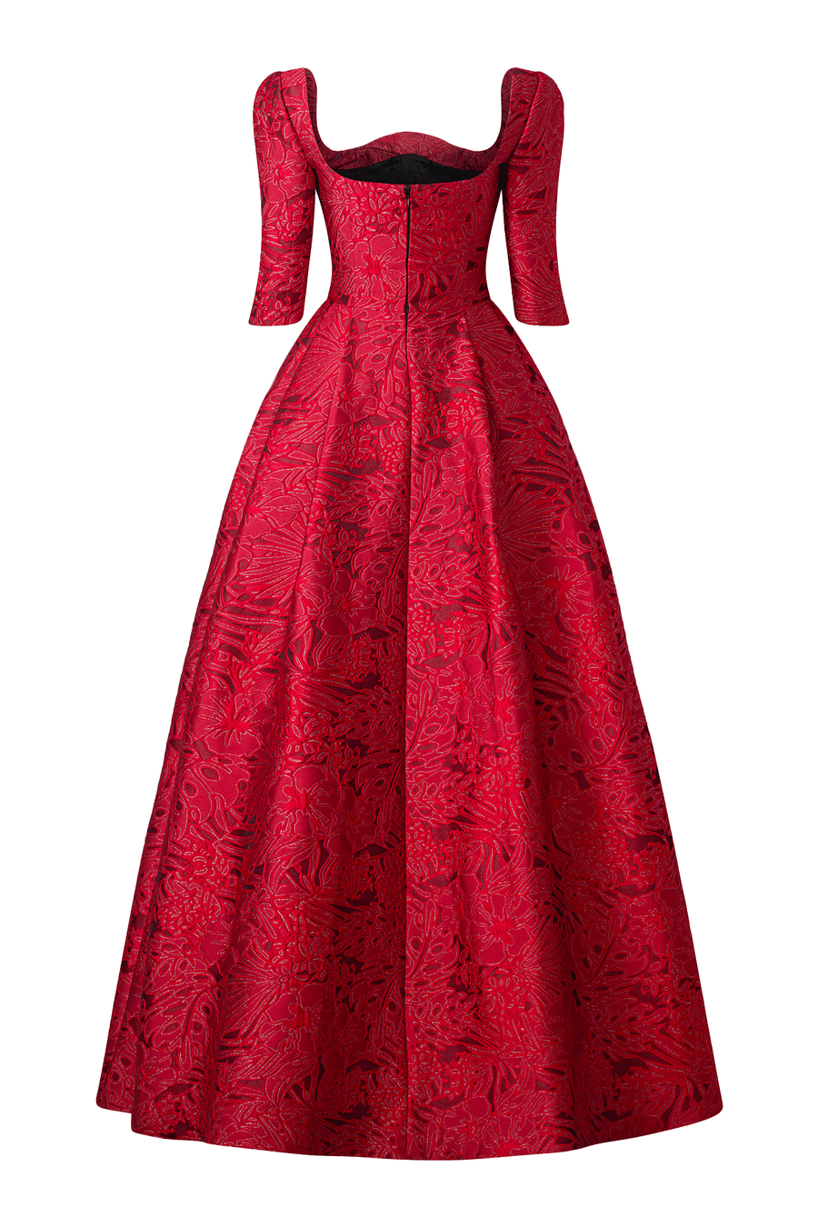 Amelia Ball Gown Curved Neck Brocade Maxi Dress 4