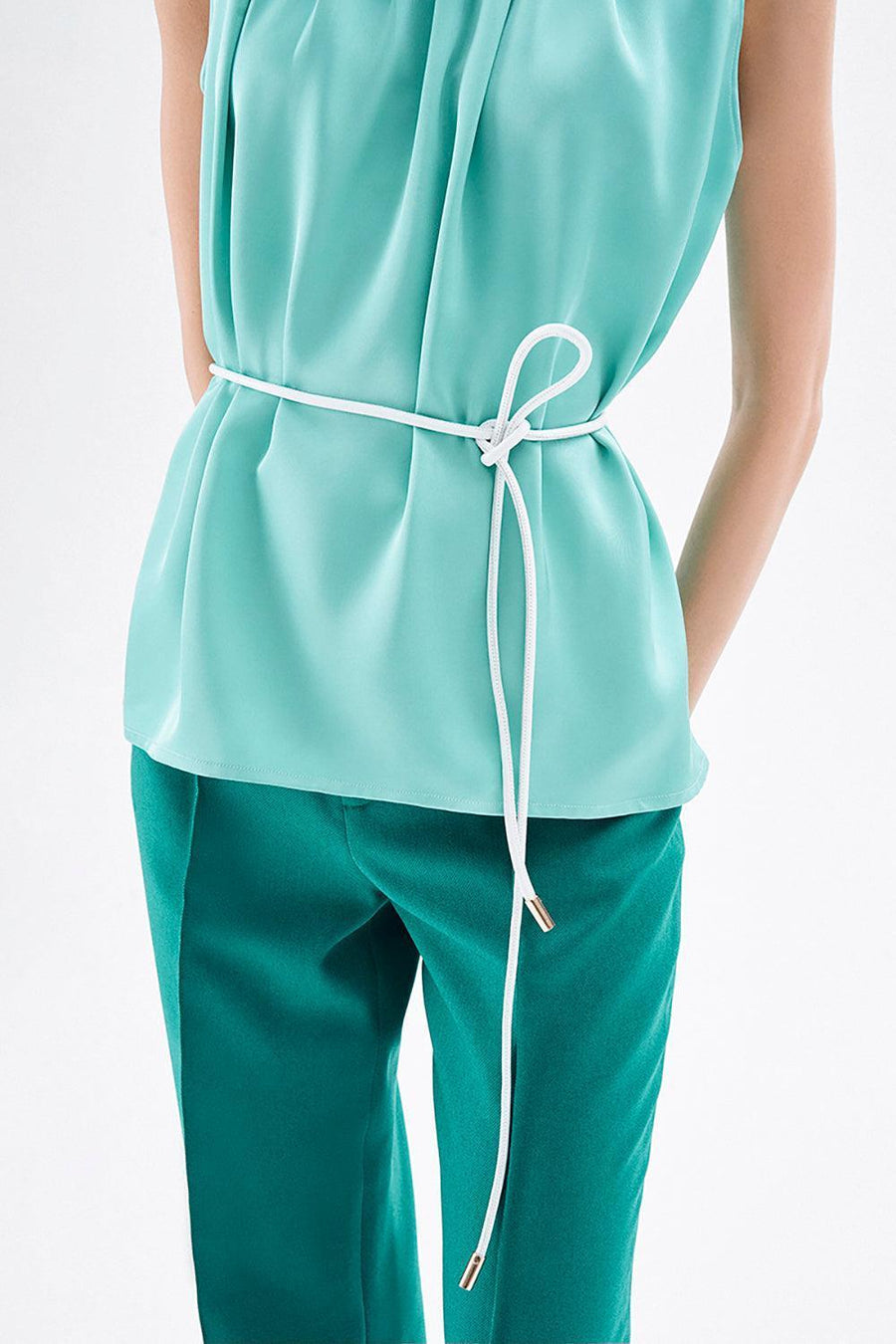 Amelia Straight High Neck Satin Top 6