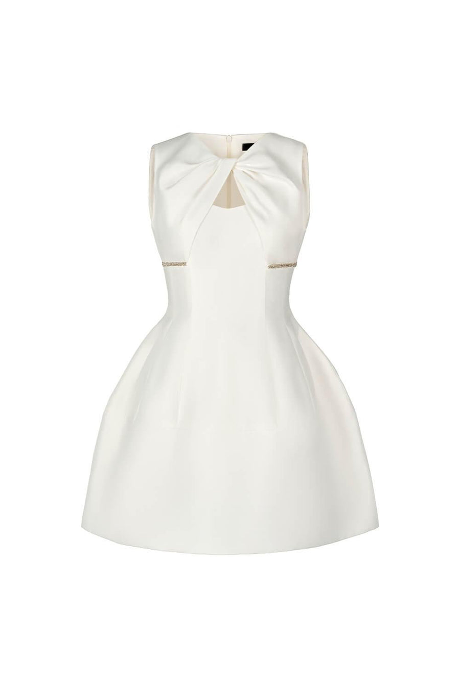 Amity Puffy V-Neck Silk Taffeta Mini Dress Mini Dress Delicate
