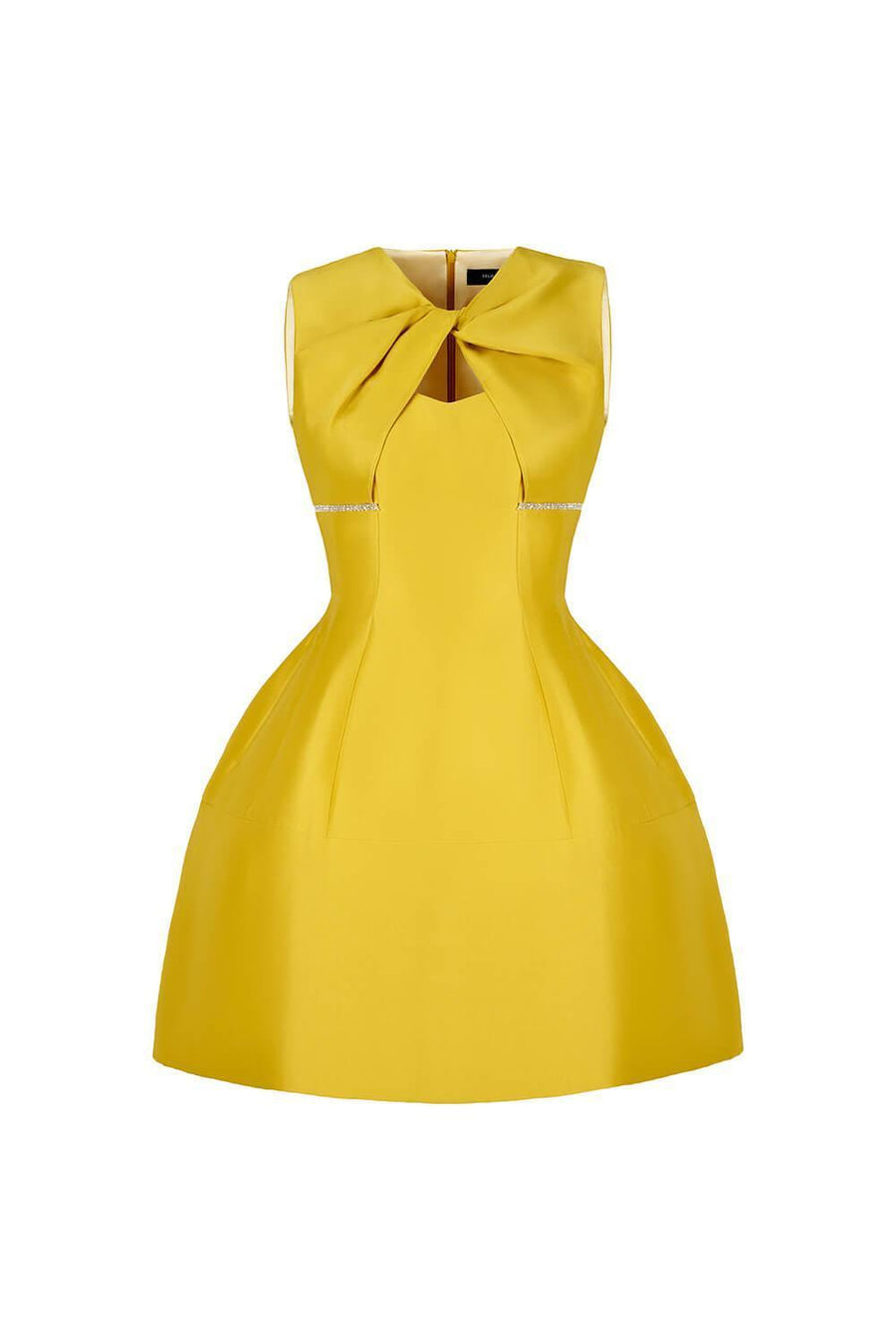 Amity Puffy V-Neck Silk Taffeta Mini Dress Mini Dress Delicate