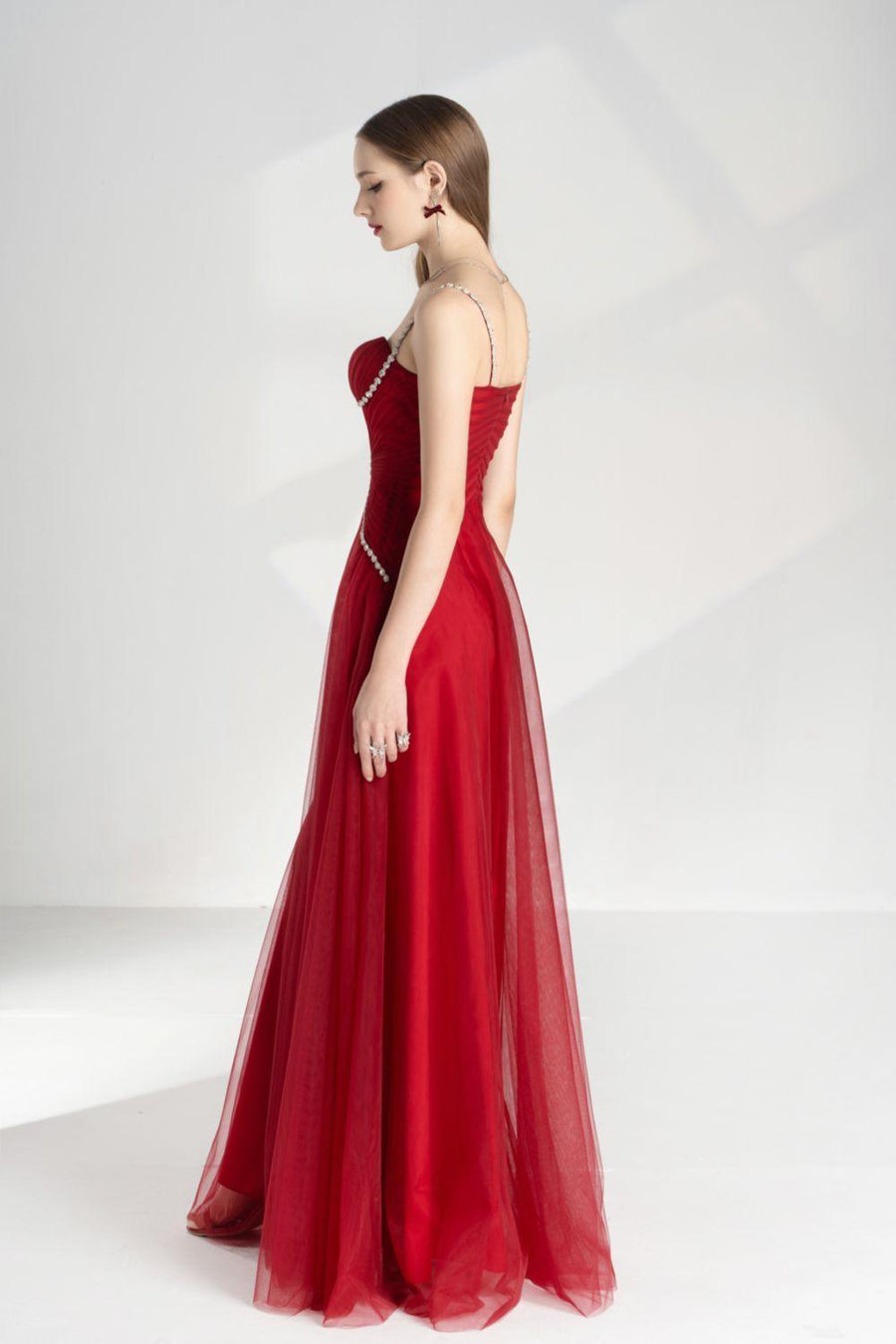 Amy Slit Sweetheart Neck Mesh Floor Length Dress 3