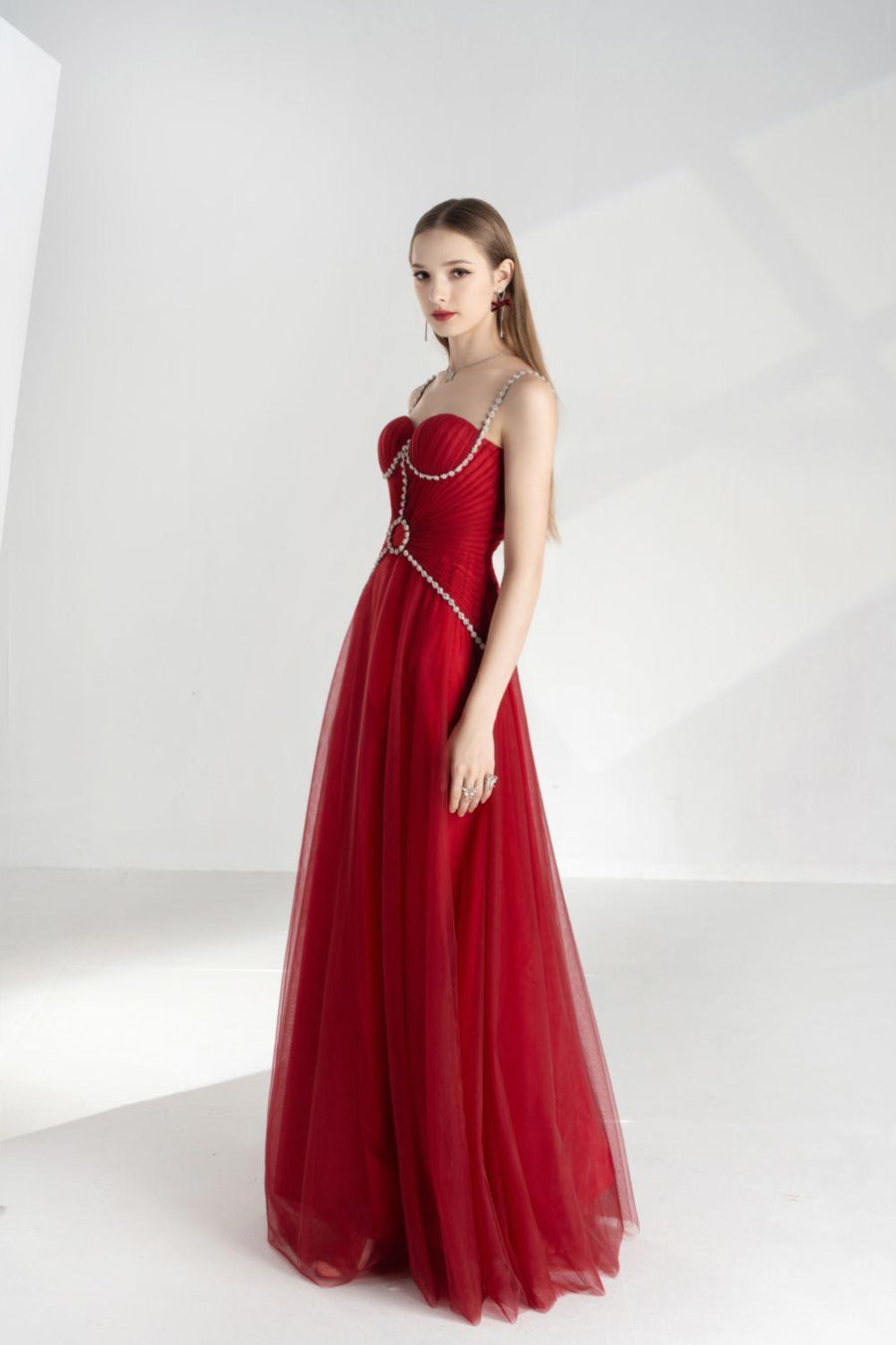 Amy Slit Sweetheart Neck Mesh Floor Length Dress 4