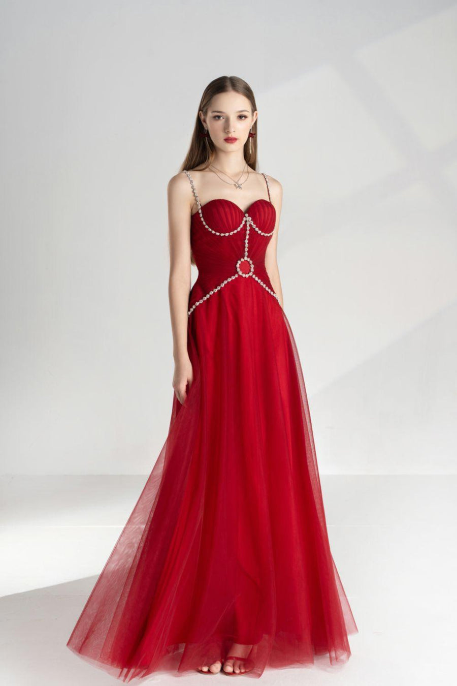 Amy Slit Sweetheart Neck Mesh Floor Length Dress 5