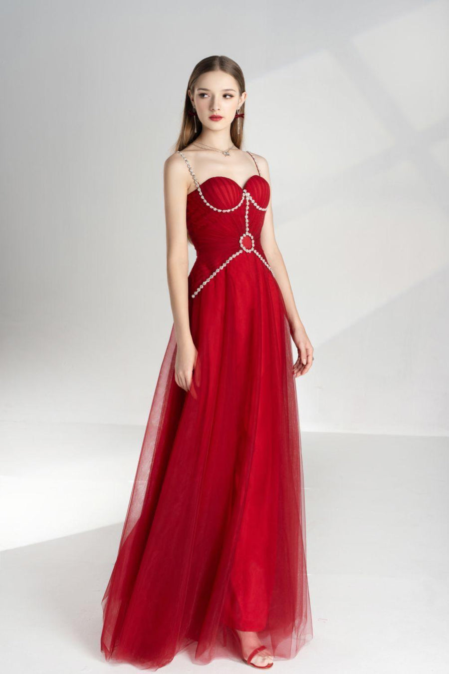 Amy Slit Sweetheart Neck Mesh Floor Length Dress 6