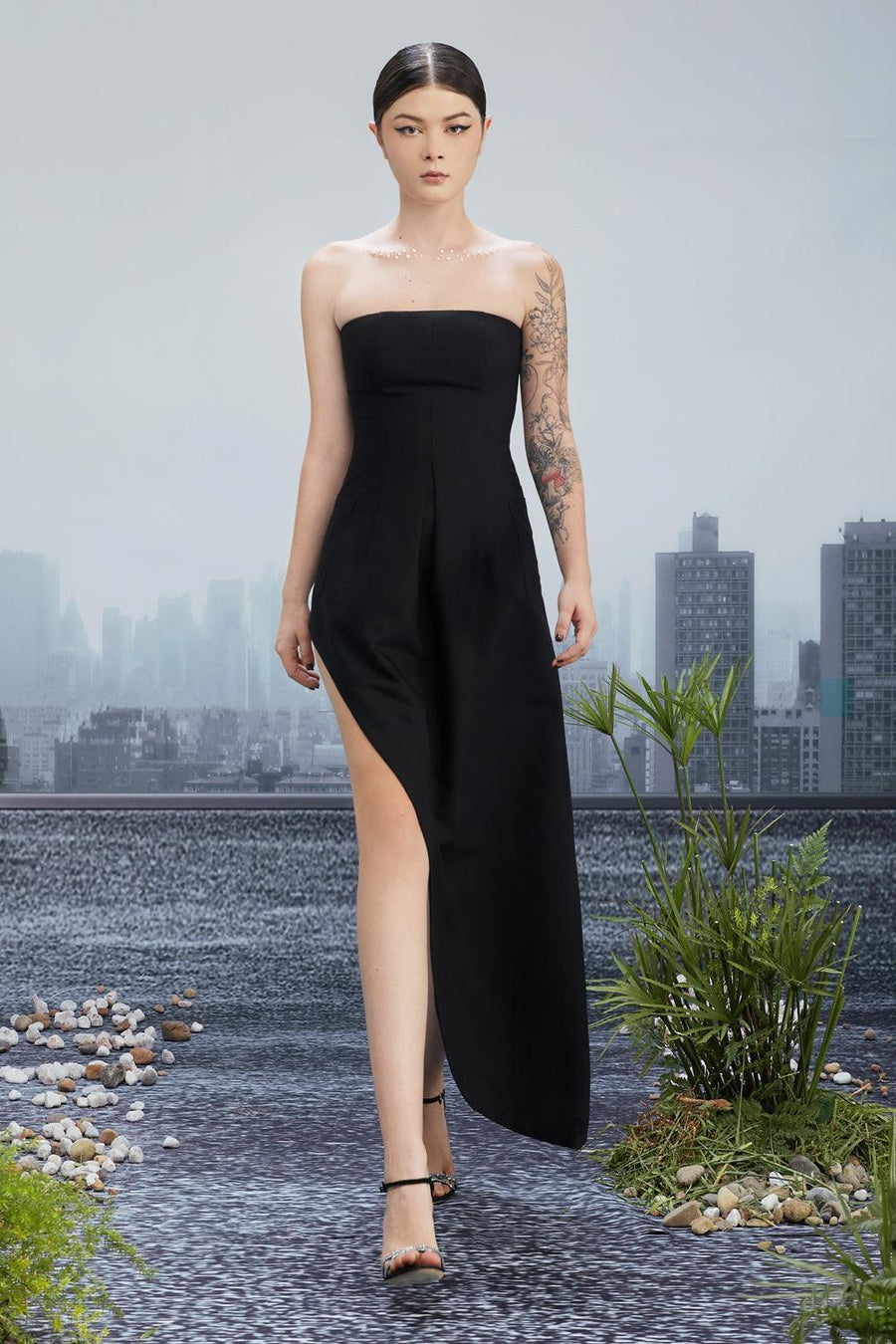 An Other Asymmetric Patch Pocket Wool Cotton Ankle Length Dress 4