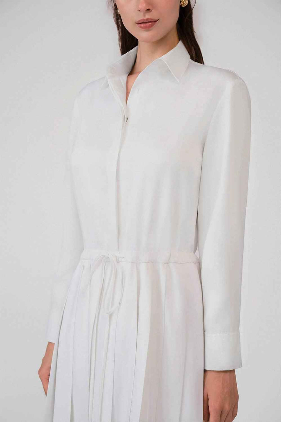 Anahi A-line Shirt Collar Woven Cotton Mini Dress