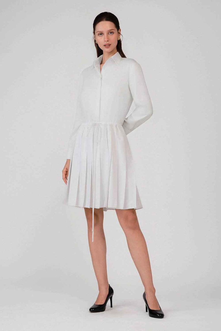 Anahi A-line Shirt Collar Woven Cotton Mini Dress