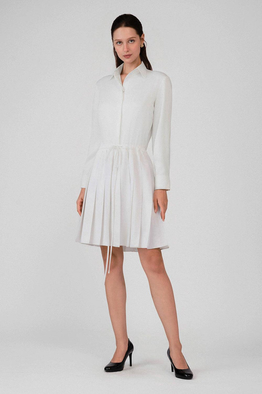Anahi A-line Shirt Collar Woven Cotton Mini Dress 6