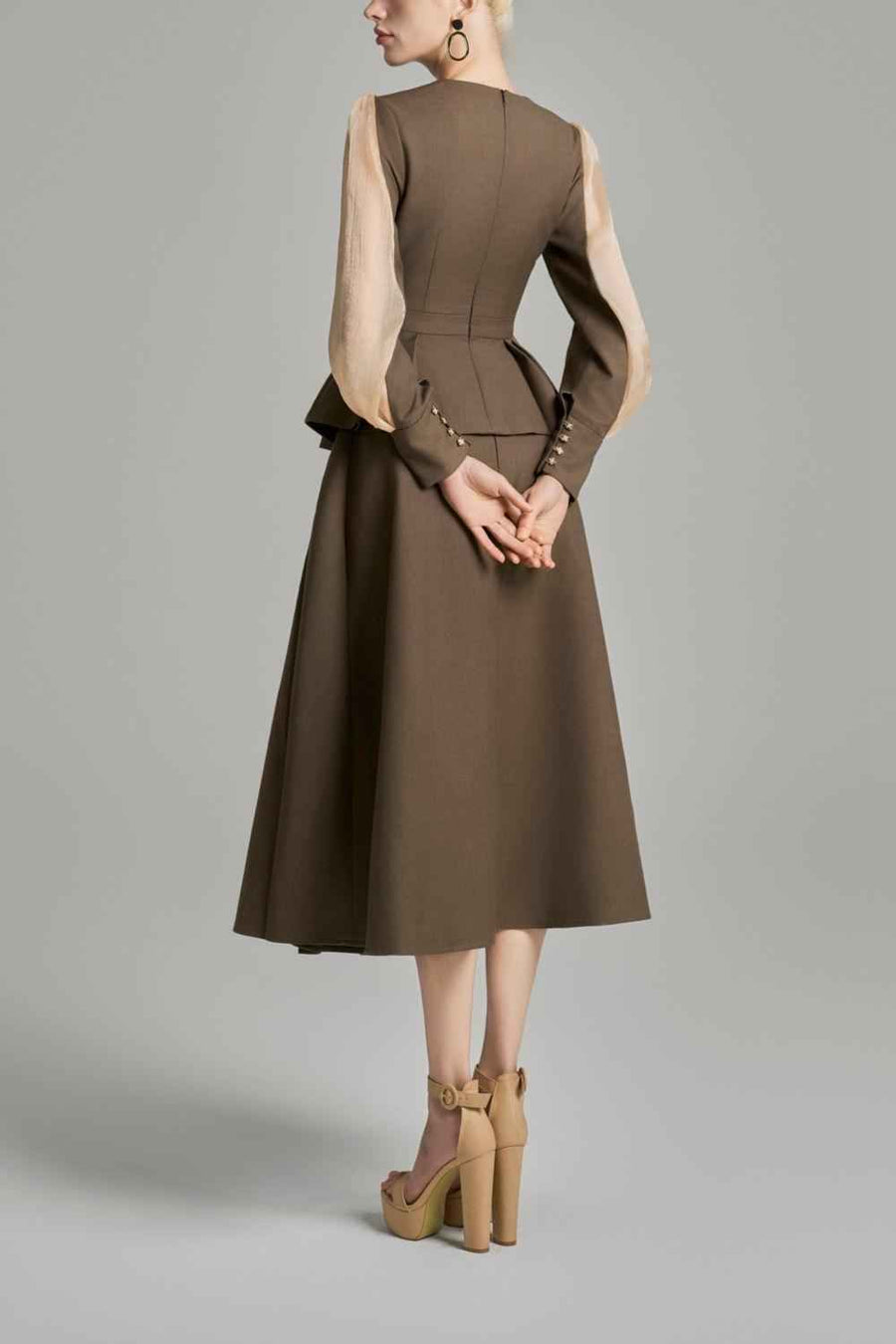 Andi Pleated Basic Cotton Blend Midi Skirt