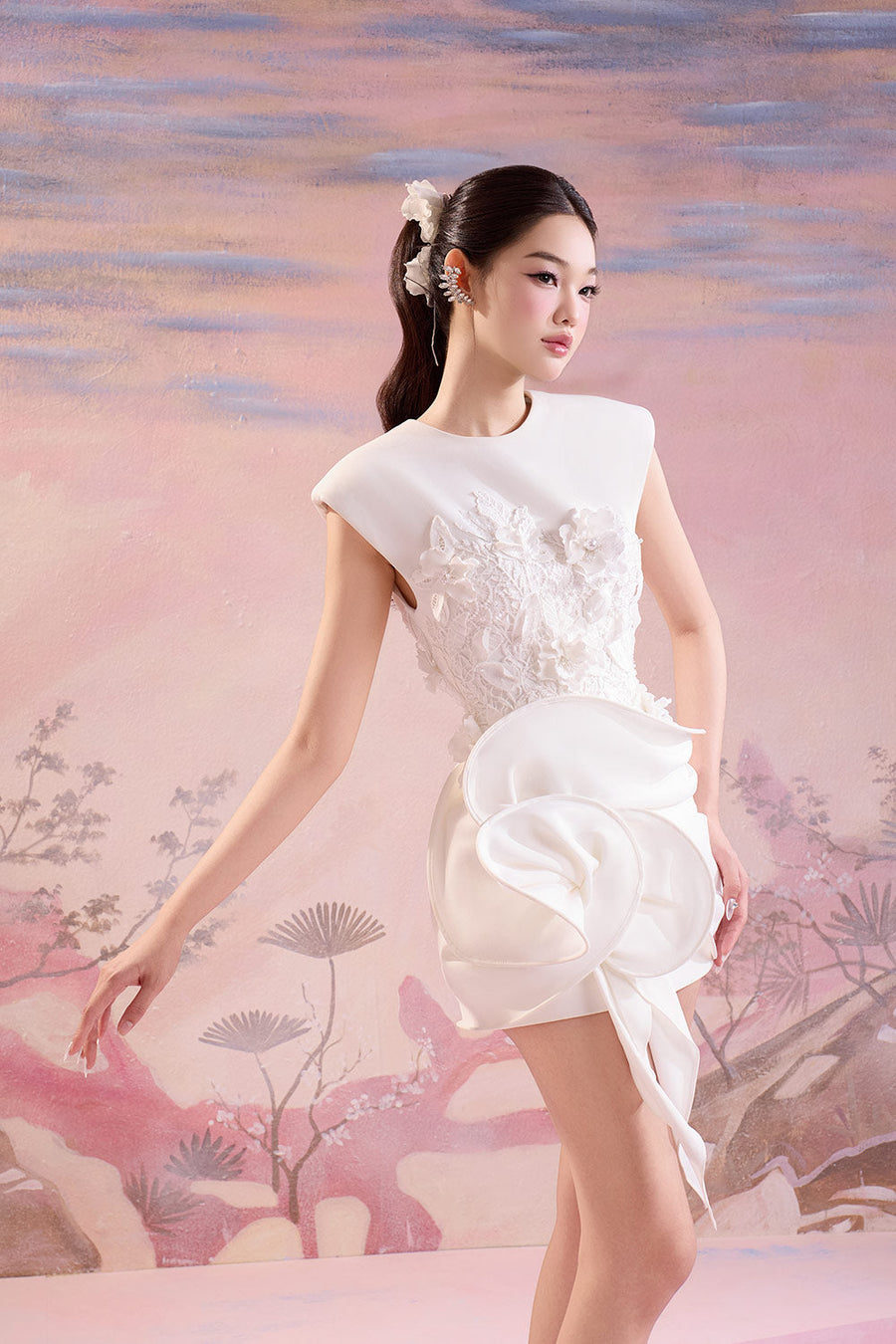 Monroe Asymmetric Floral Polycotton Mini Dress Mini Dress Angeletta