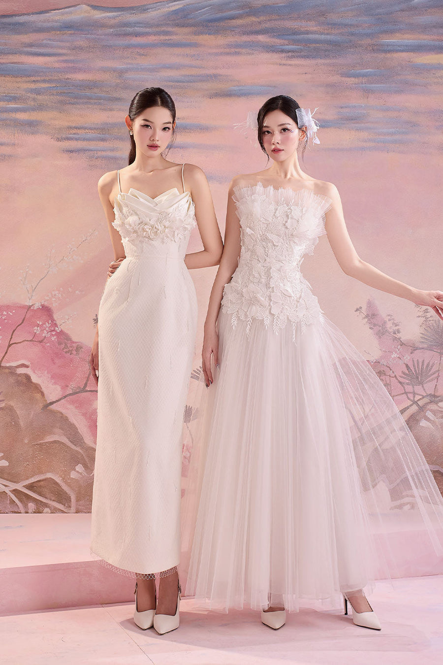 Dylan Drop Waist Gathered Polycotton Long Length Dress Gown Dress Angeletta