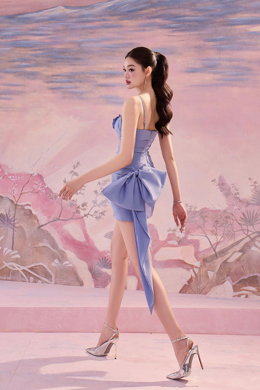 Ivan A-line Bow Tie Silk Mini Dress Mini Dress Angeletta