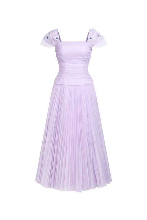 Angelic A-line Square Neck Tulle Ankle Length Dress