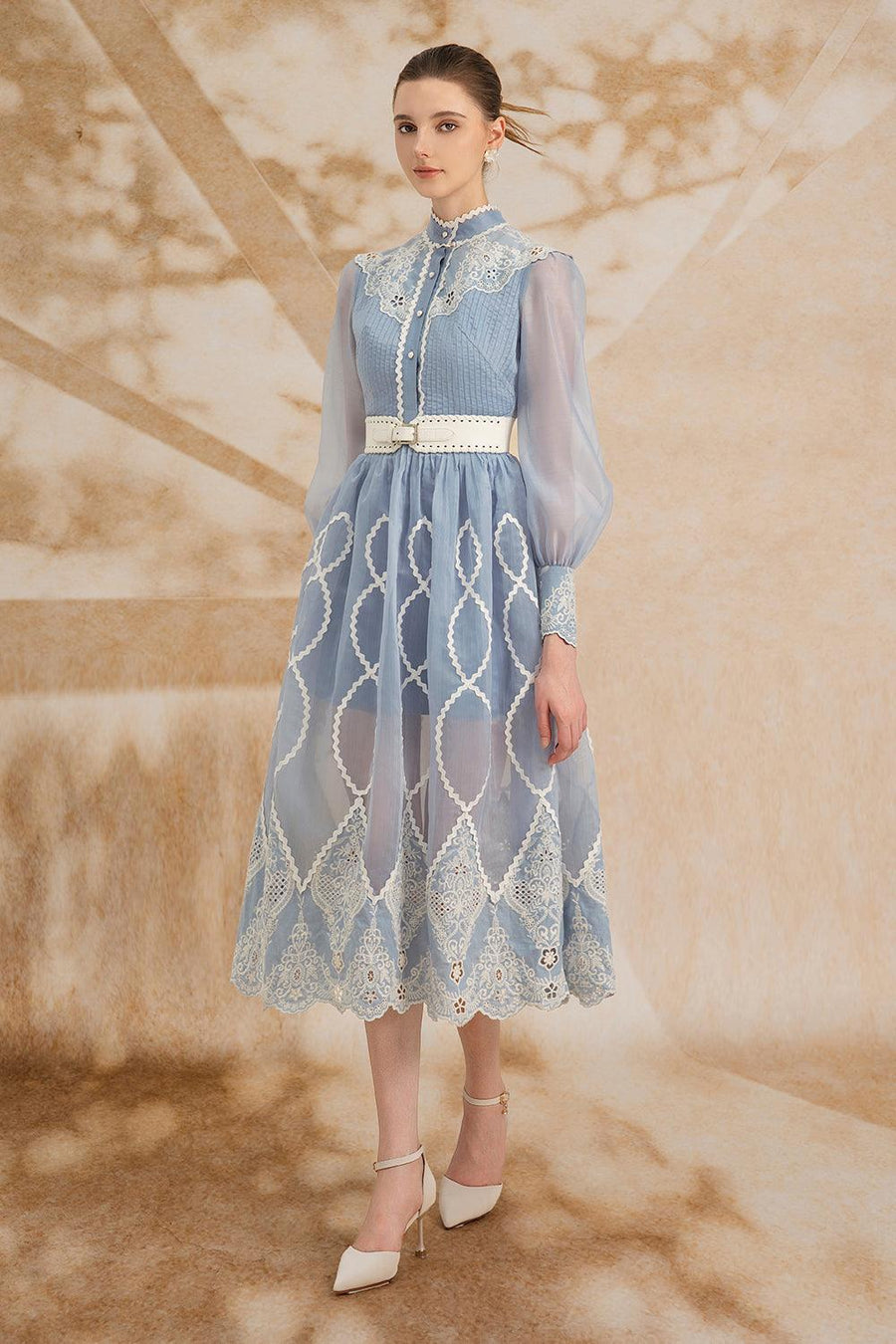 Angelica A-line High Neck Organza Midi Dress Midi Dress Rosee de Matin