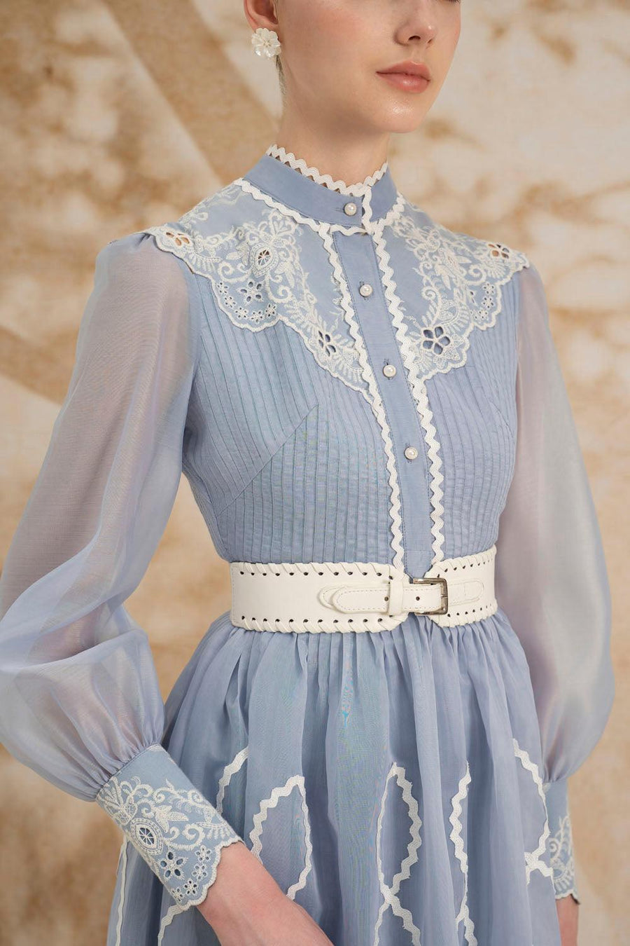 Angelica A-line High Neck Organza Midi Dress Midi Dress Rosee de Matin