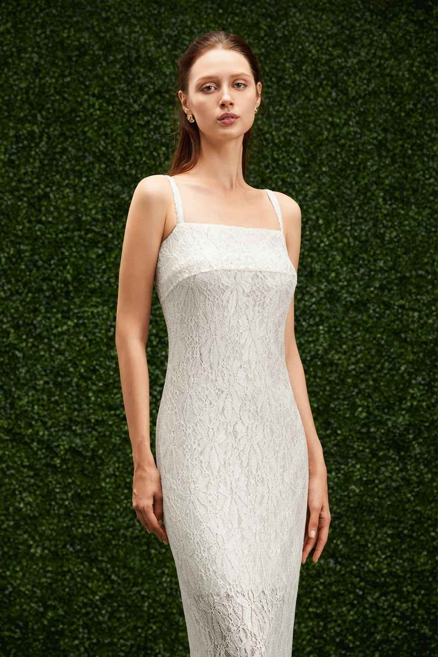 Angelica Sheath Strappy Lace Midi Dress