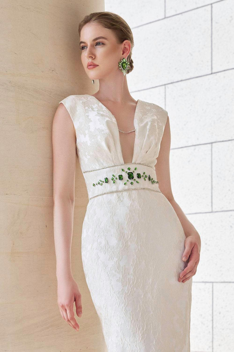 Animus Pegged Sleeveless Jacquard Floor Length Dress Gown Dress I.H.F Atelier