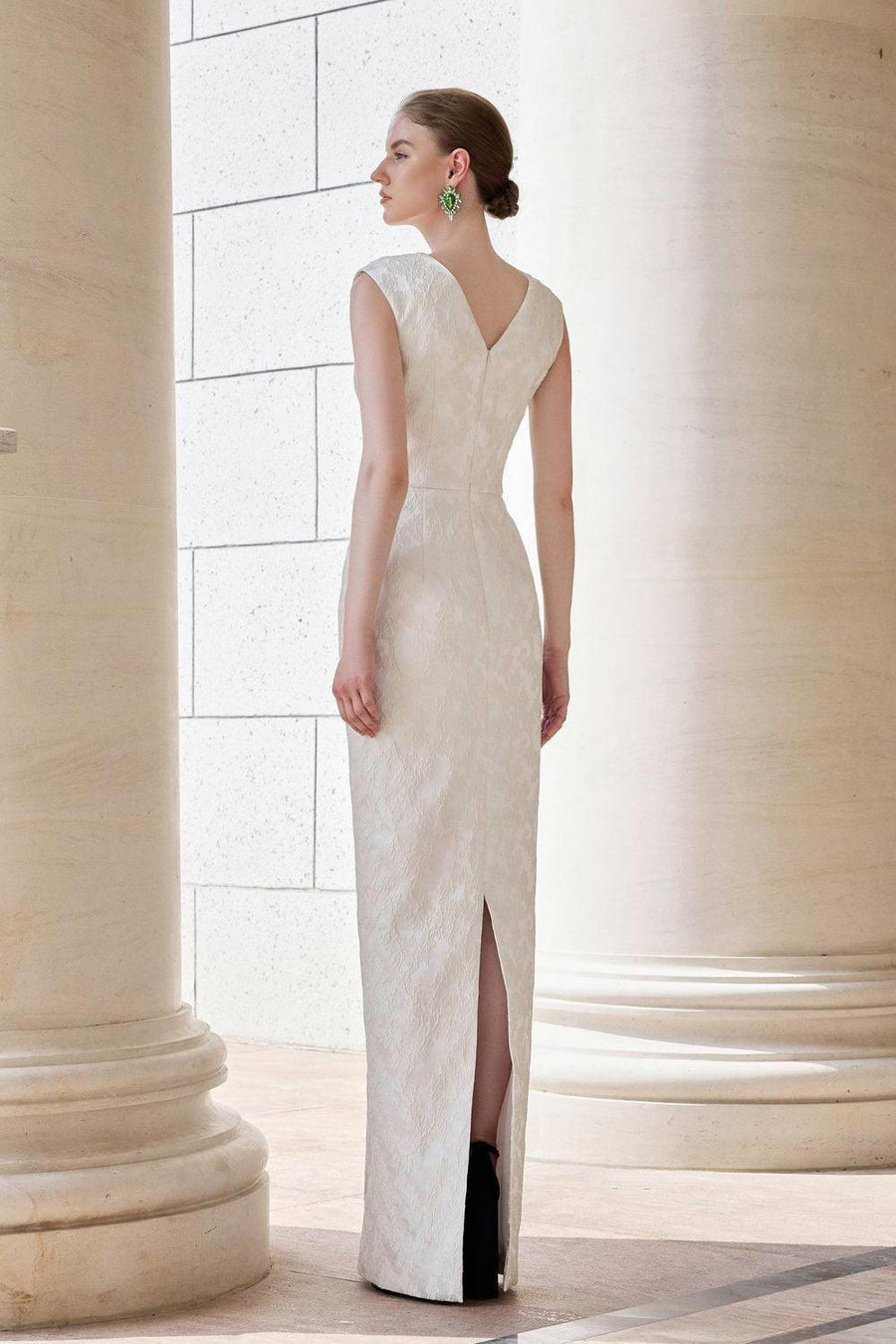 Animus Pegged Sleeveless Jacquard Floor Length Dress Gown Dress I.H.F Atelier