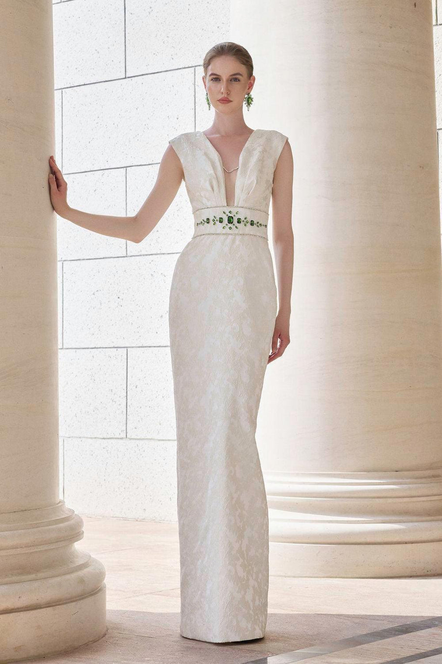 Animus Pegged Sleeveless Jacquard Floor Length Dress Gown Dress I.H.F Atelier