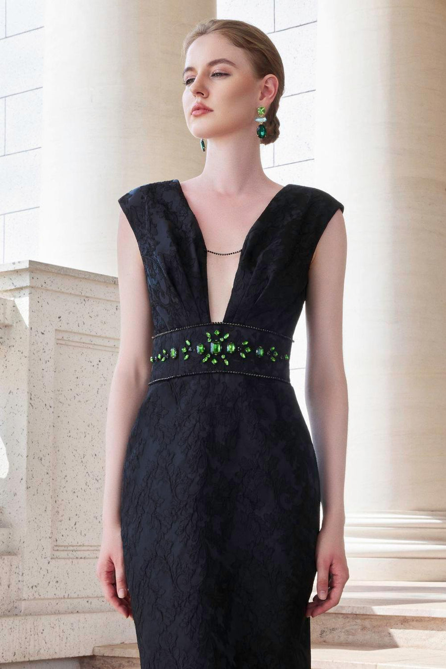 Animus Pegged Sleeveless Jacquard Floor Length Dress Gown Dress I.H.F Atelier