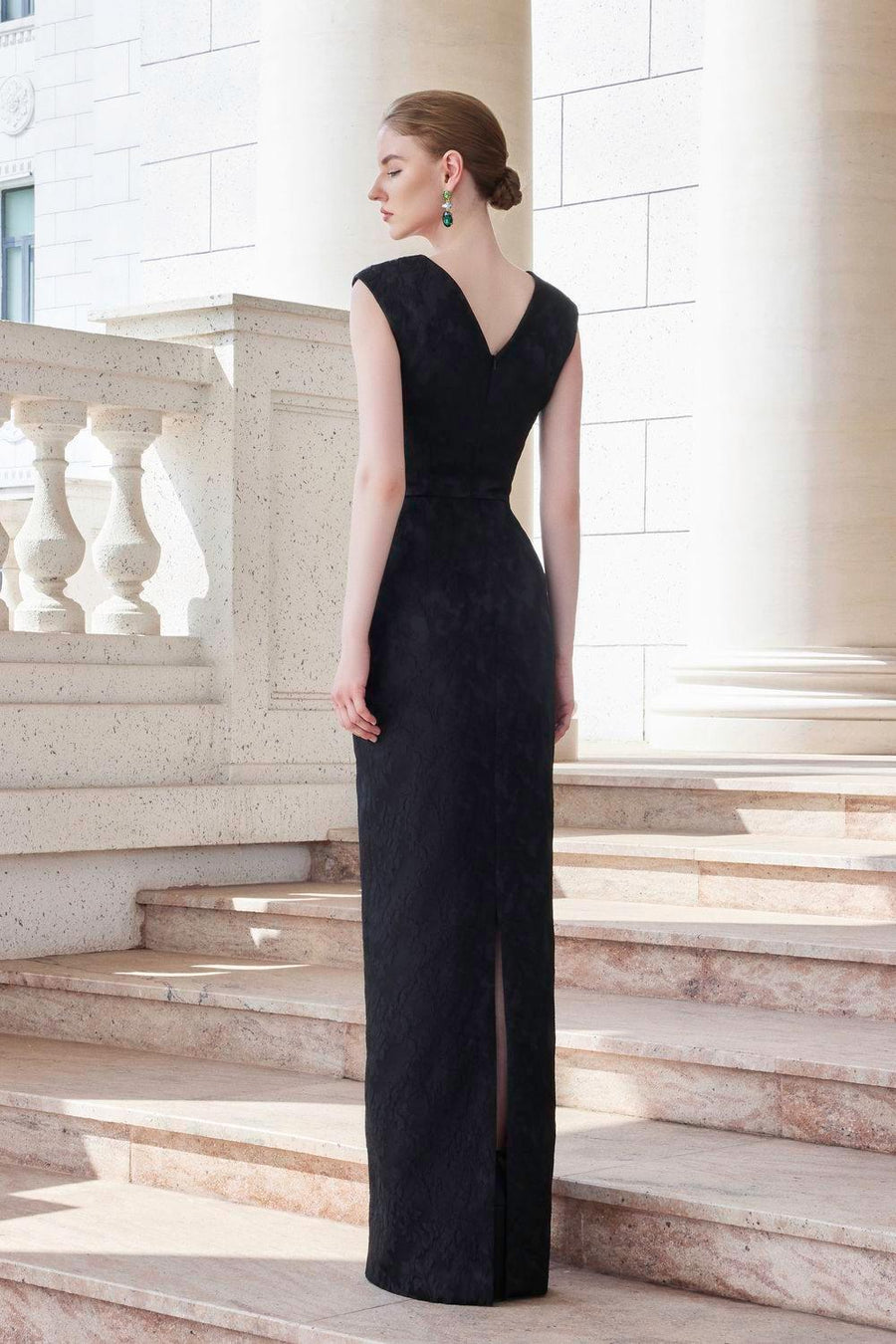 Animus Pegged Sleeveless Jacquard Floor Length Dress Gown Dress I.H.F Atelier
