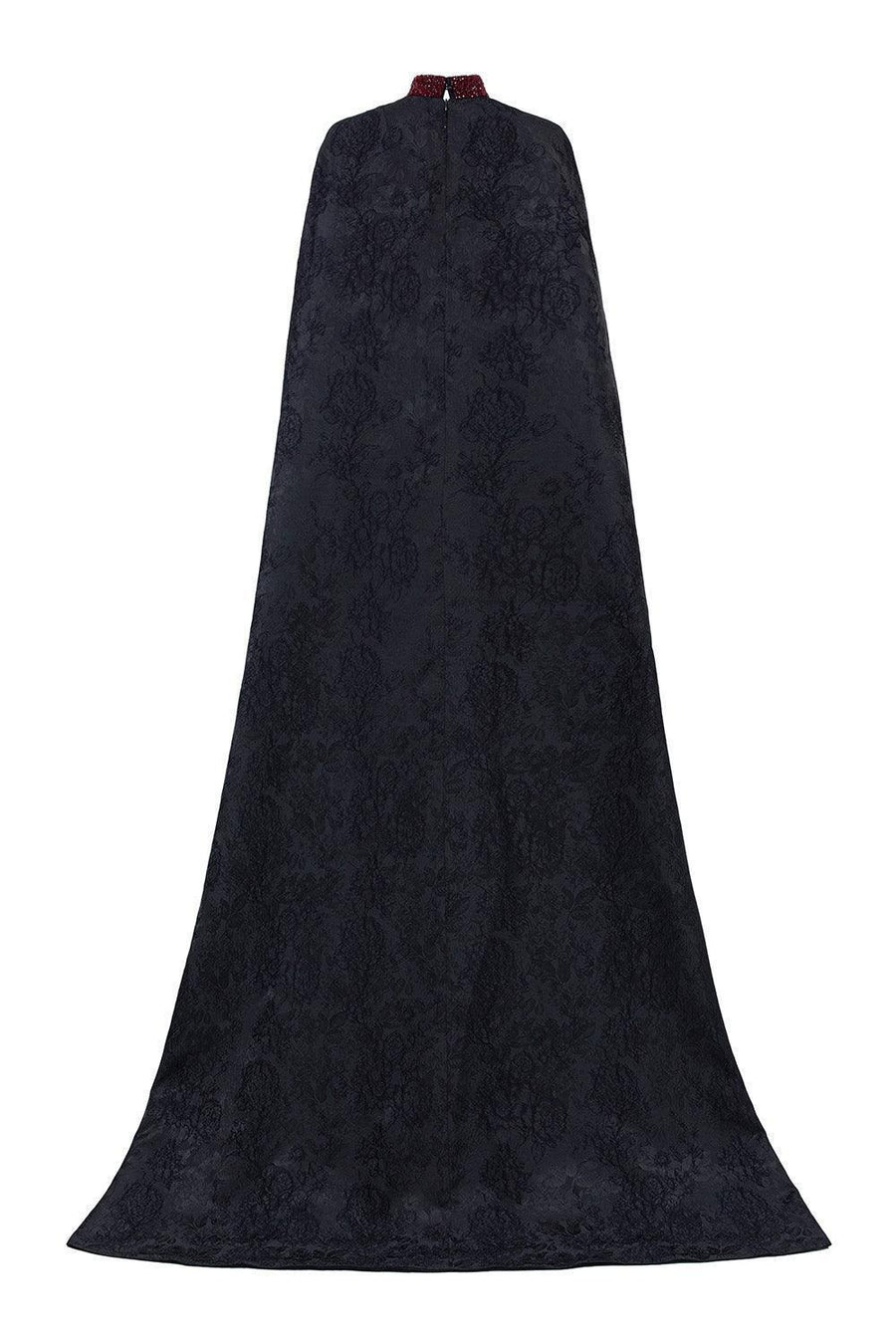 Antonella Sheath Cape Sleeved Silk Floor Length Dress Gown Dress I.H.F Atelier