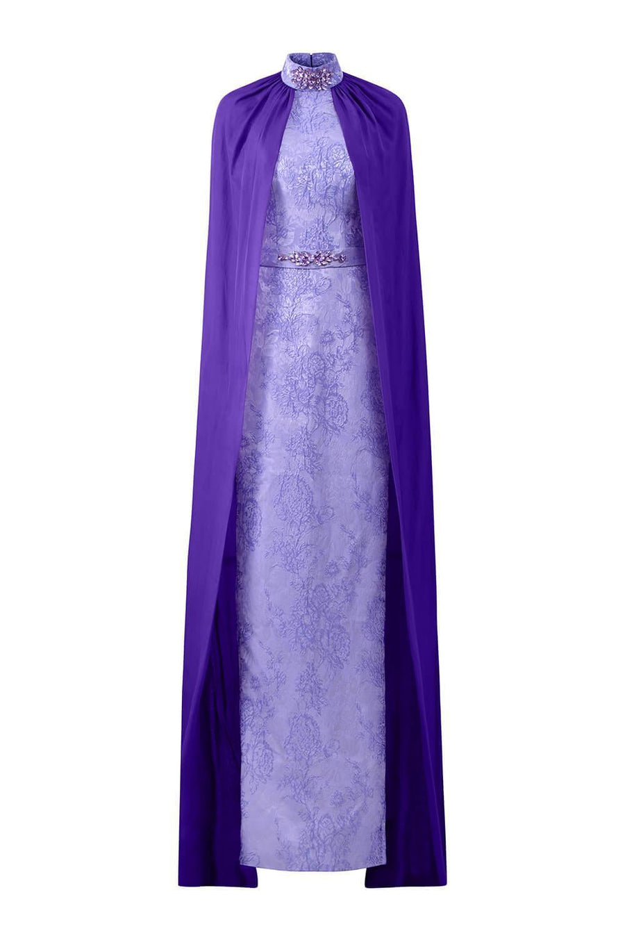 Aphrodite Cape High Neck Jacquard Floor Length Dress Gown Dress I.H.F Atelier