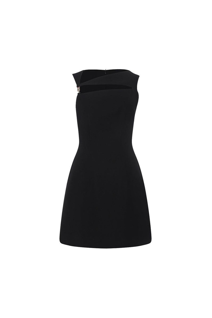 Araceli A-line Asymmetric Neck Crepe Mini Dress Mini Dress CEM