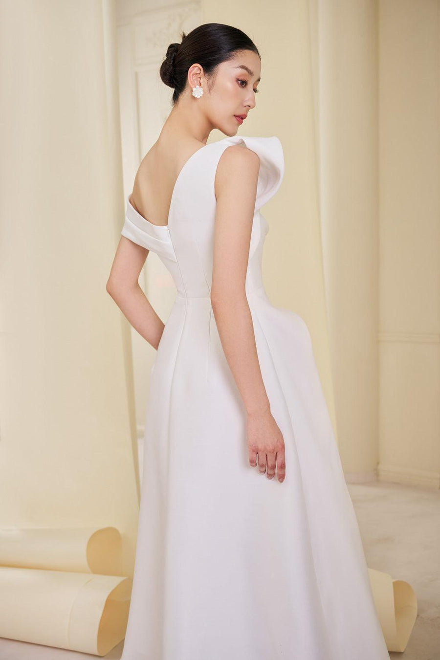 Aria A-line Extended Flap Taffeta Ankle Length Dress Maxi Dress Larmes