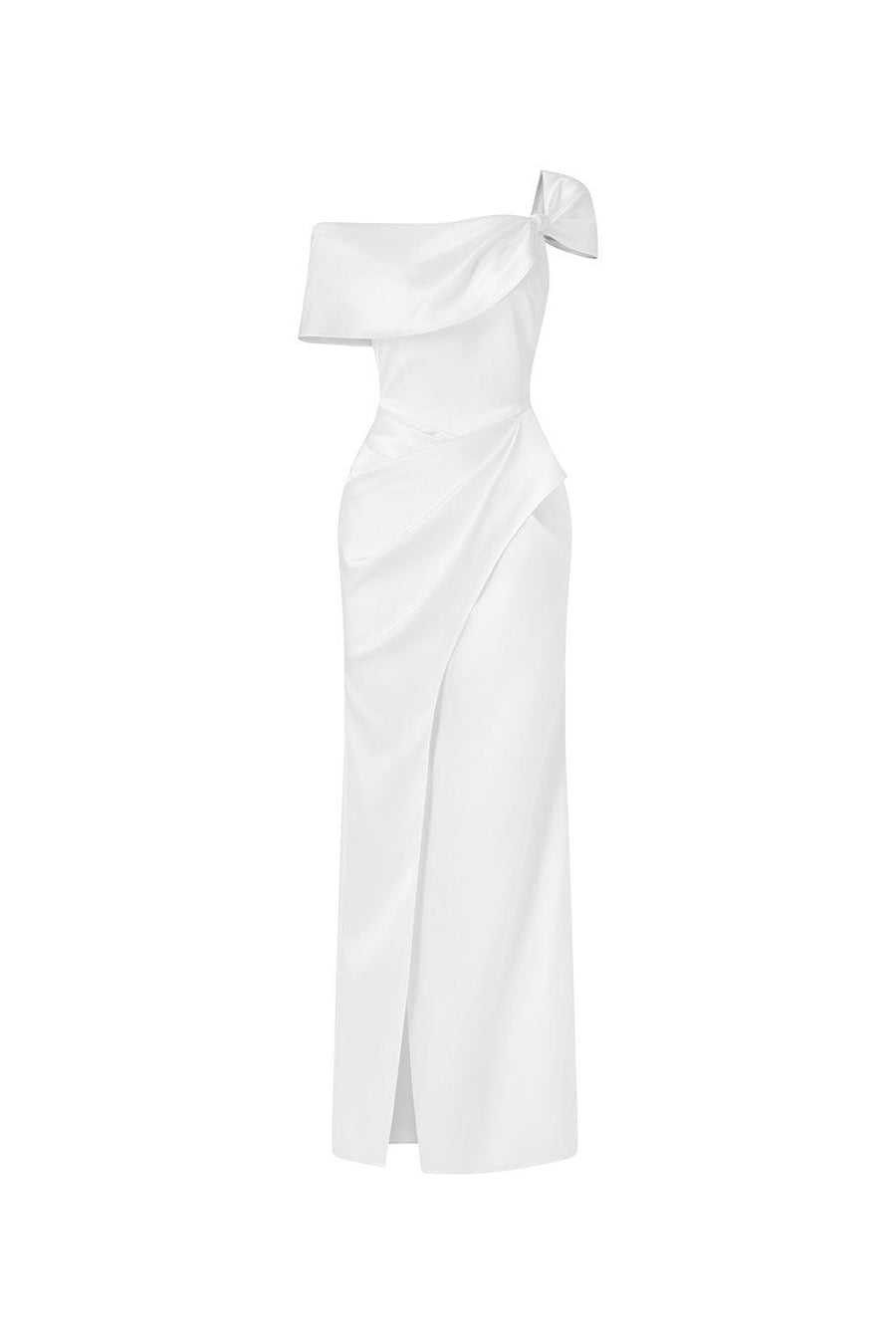 Ariadne Slit Asymmetric Neck Silk Ankle Length Dress Maxi Dress Calista de Minh Thanh