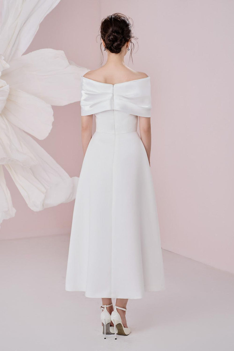 Ariana A-line Off-Shoulder Taffeta Cotton Ankle Length Dress Maxi Dress Larmes