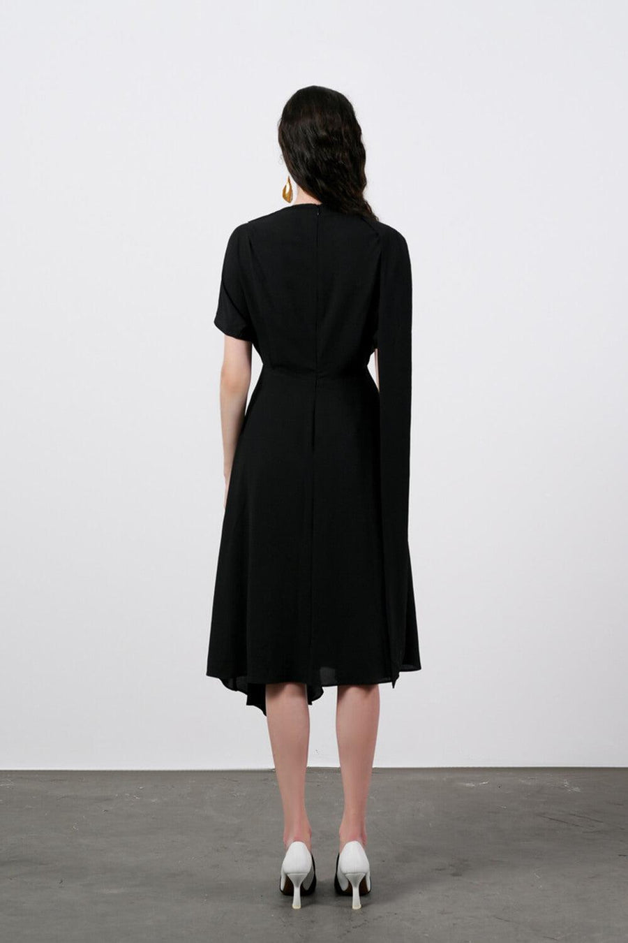 Ariel Asymmetric Short Sleeved Silk Midi Dress 6