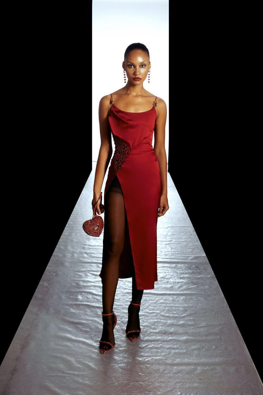 Ariel Slit Spaghetti Strap Silk Midi Dress Midi Dress LASSY