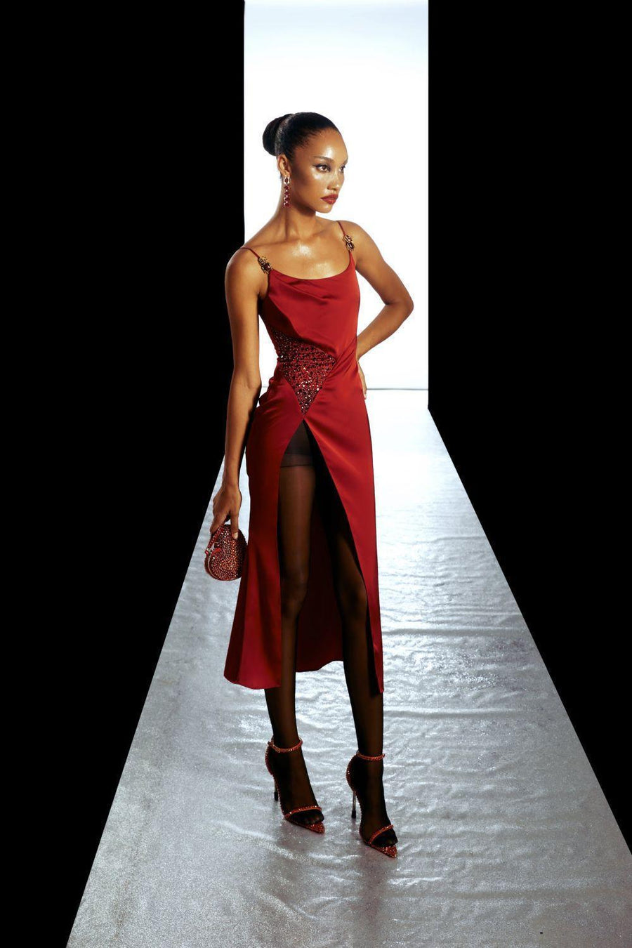Ariel Slit Spaghetti Strap Silk Midi Dress Midi Dress LASSY