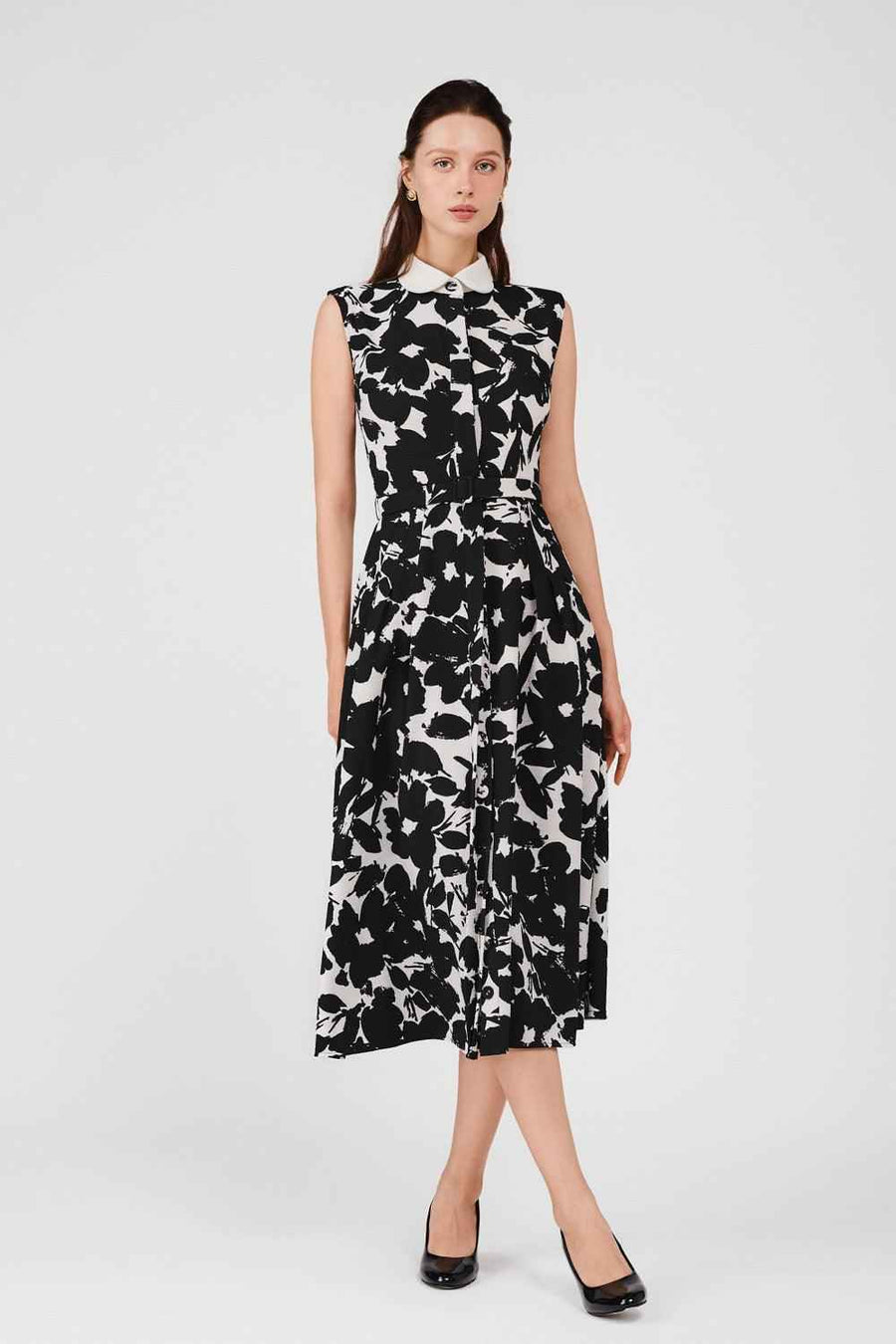 Ariyah A-line Single Breasted Poly Silk Midi Dress