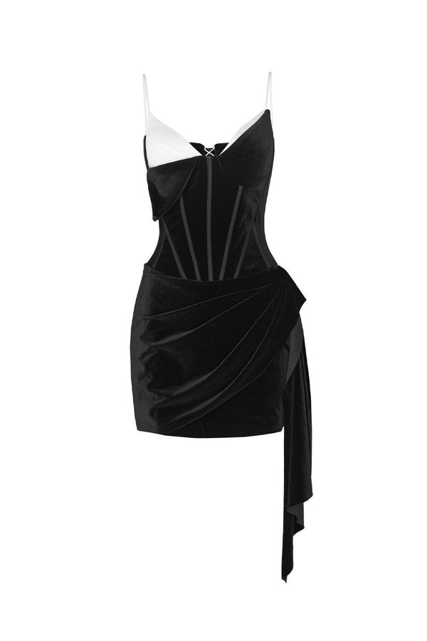Armani Hourglass V-Neck Velvet Mini Dress Mini Dress LASSY