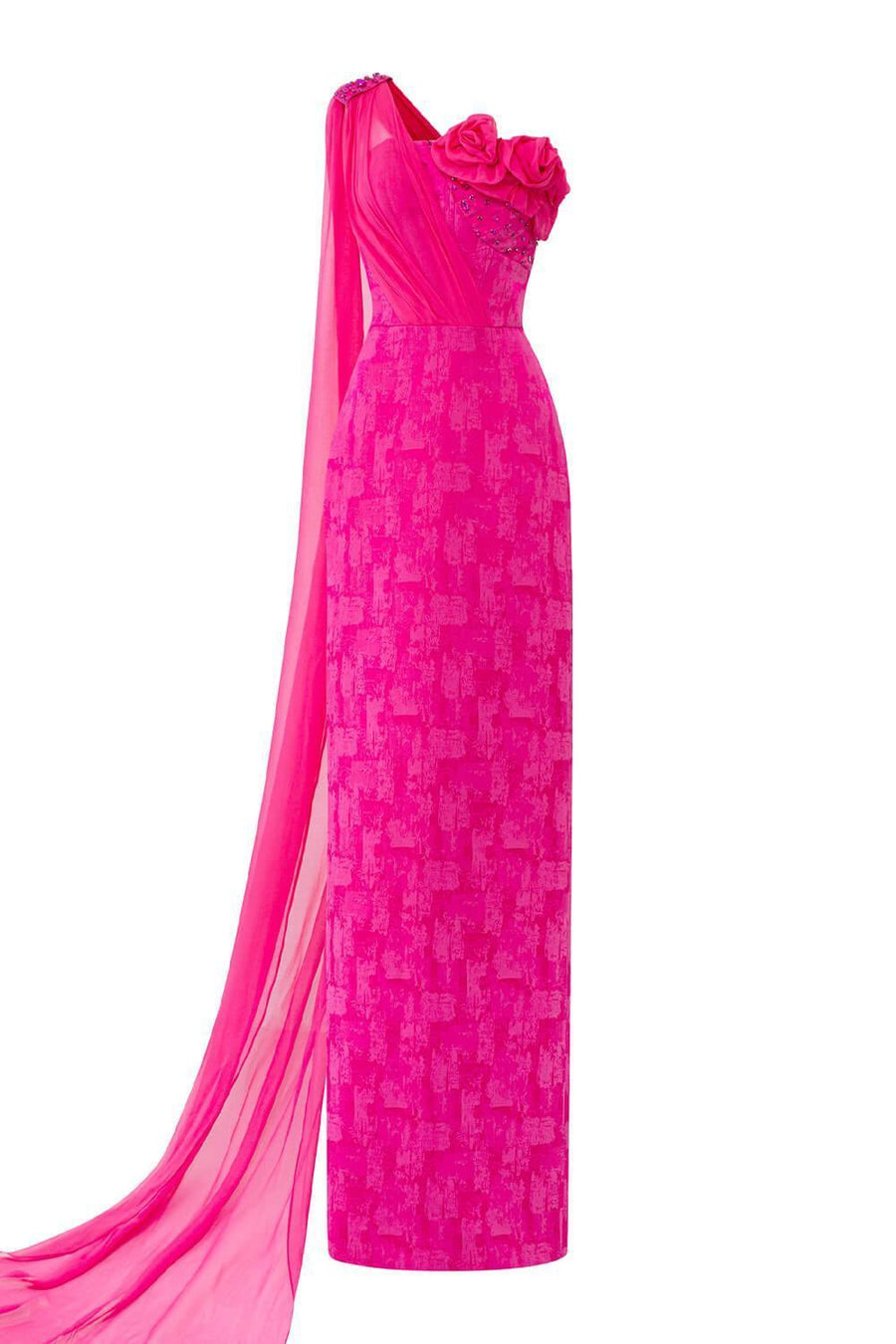 Aspira Pegged One Shoulder Brocade Floor Length Dress Gown Dress I.H.F Atelier