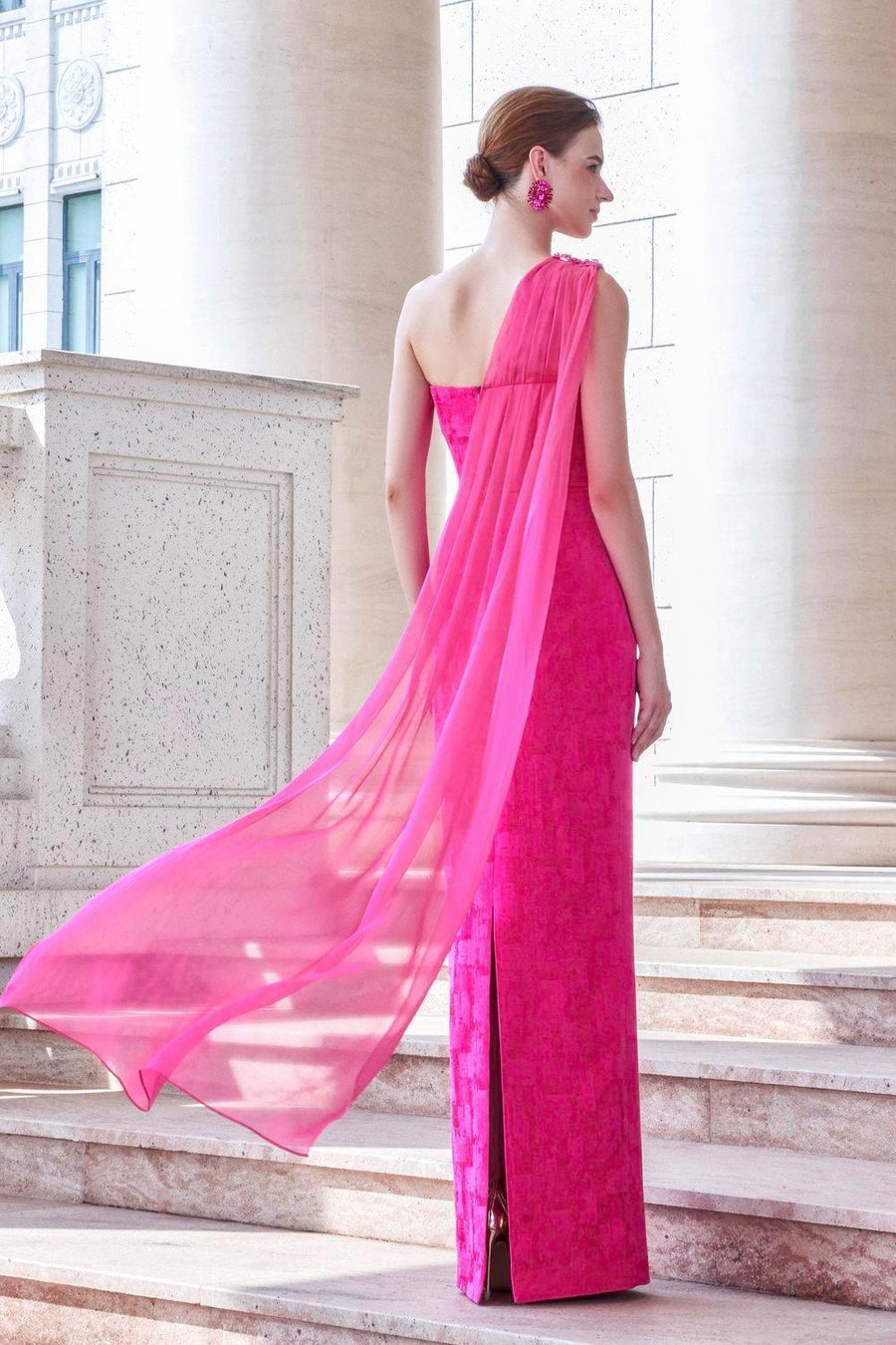 Aspira Pegged One Shoulder Brocade Floor Length Dress Gown Dress I.H.F Atelier
