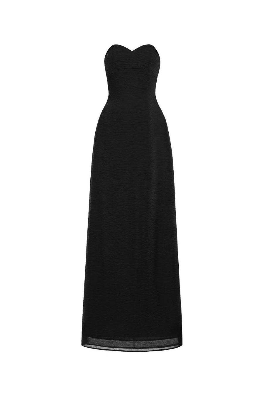 Au Strapless Semi-Heart Neck Silk Organza Floor Length Dress 1