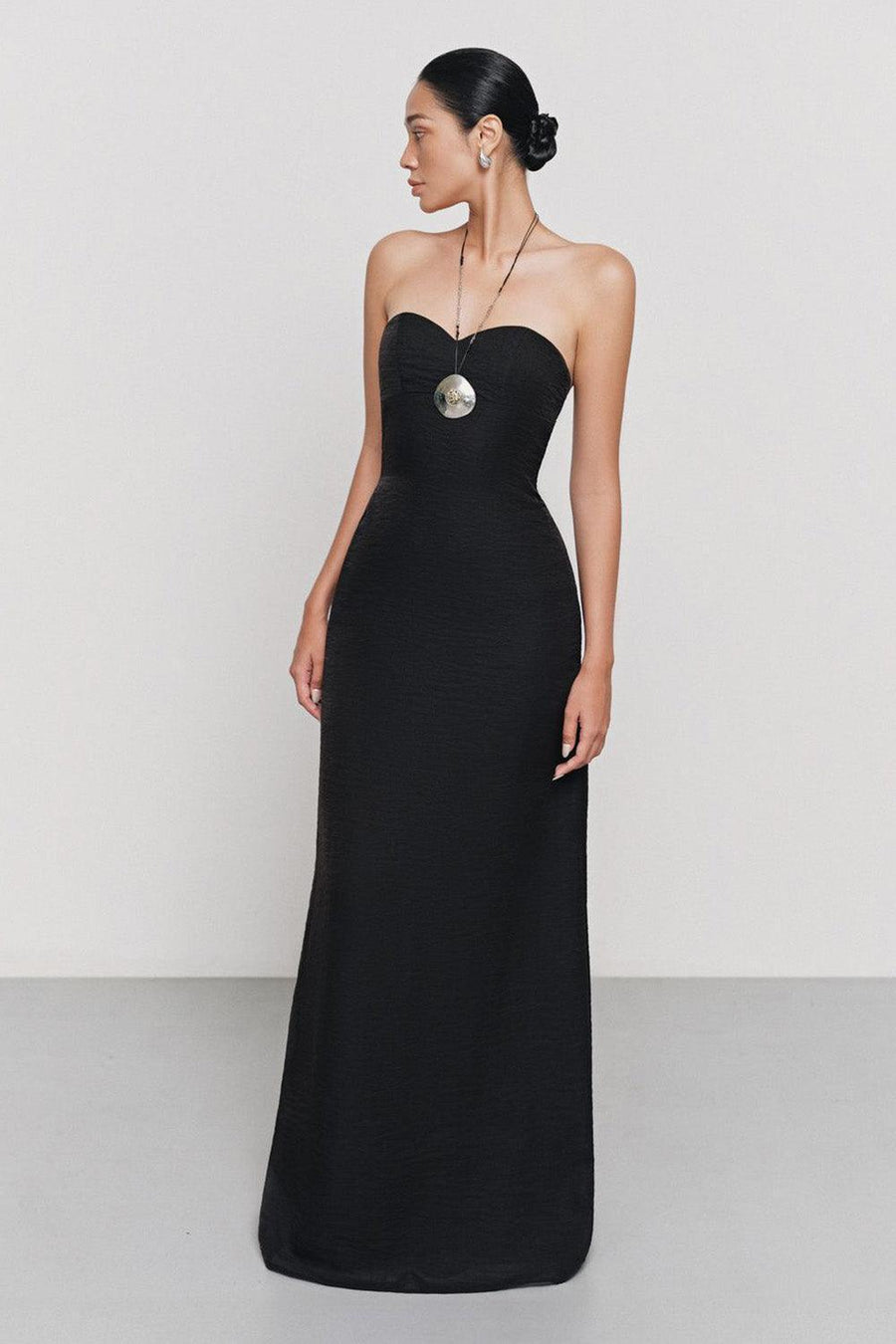 Au Strapless Semi-Heart Neck Silk Organza Floor Length Dress 7
