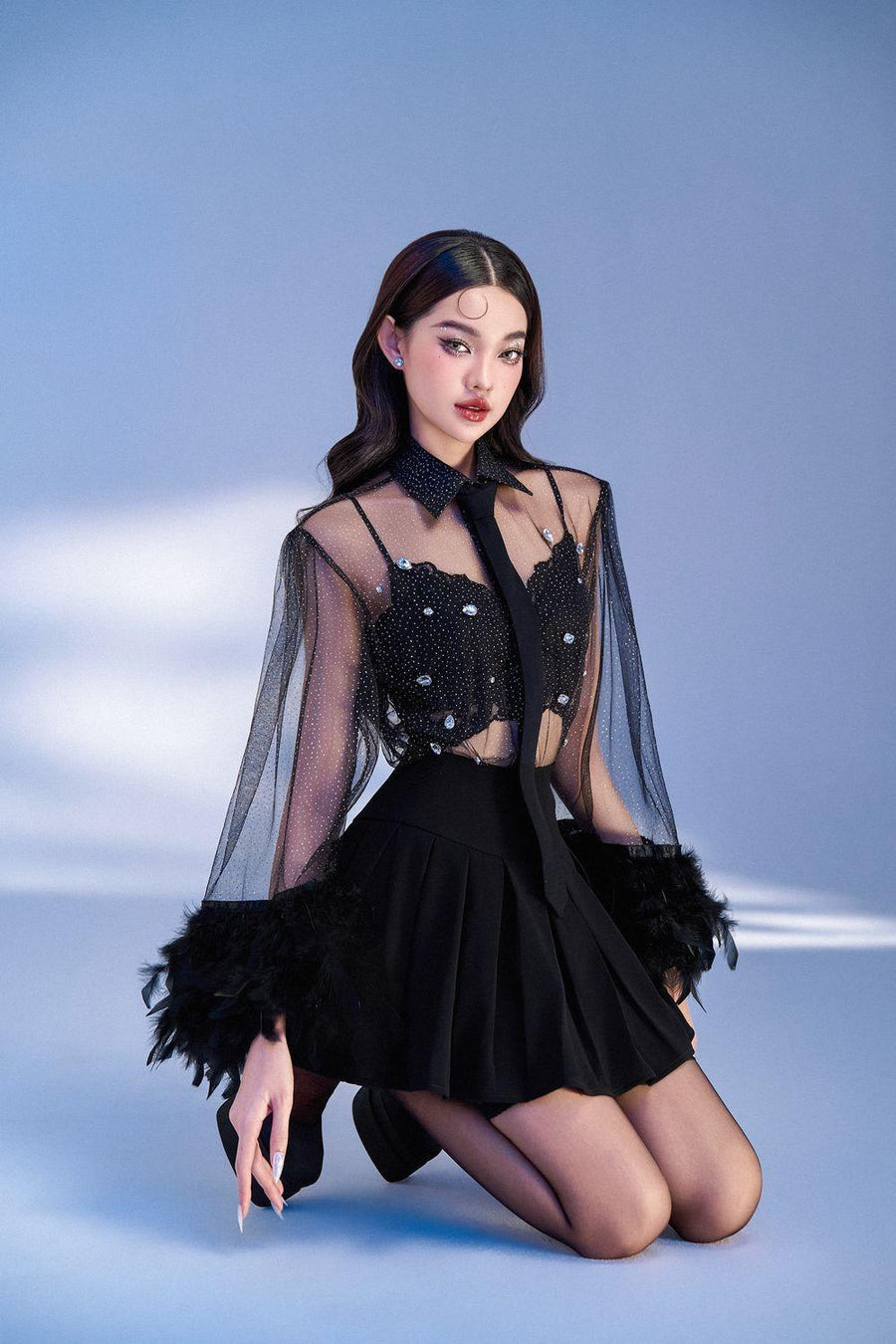Aura Straight See-Through Mesh Shirt 3