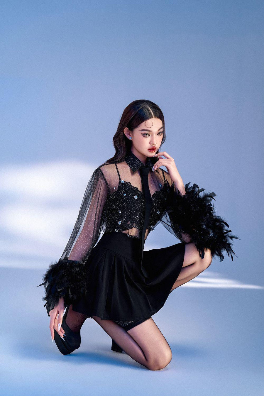 Aura Straight See-Through Mesh Shirt 4