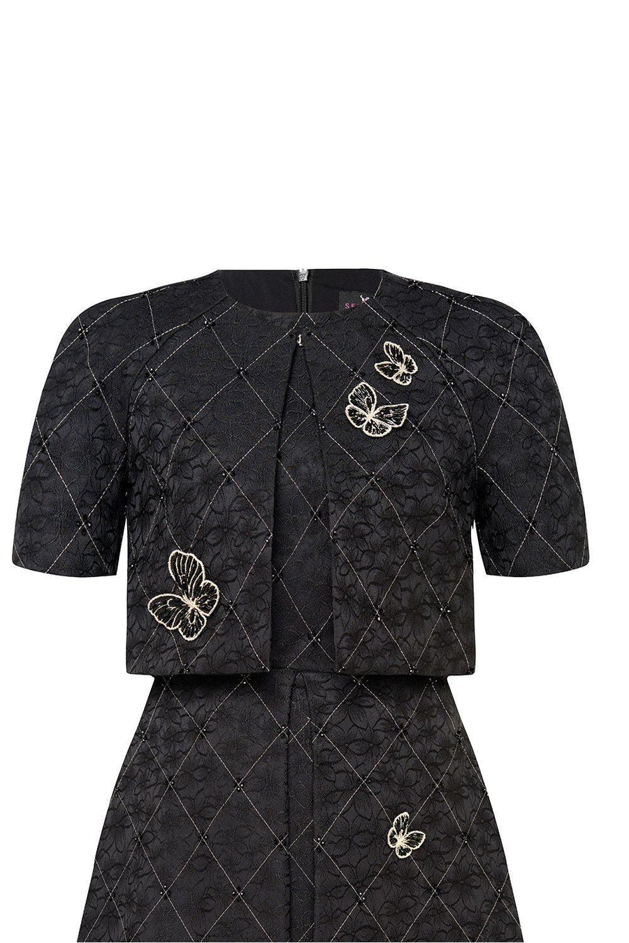 Aurora A-line Draped Brocade Midi Set 8