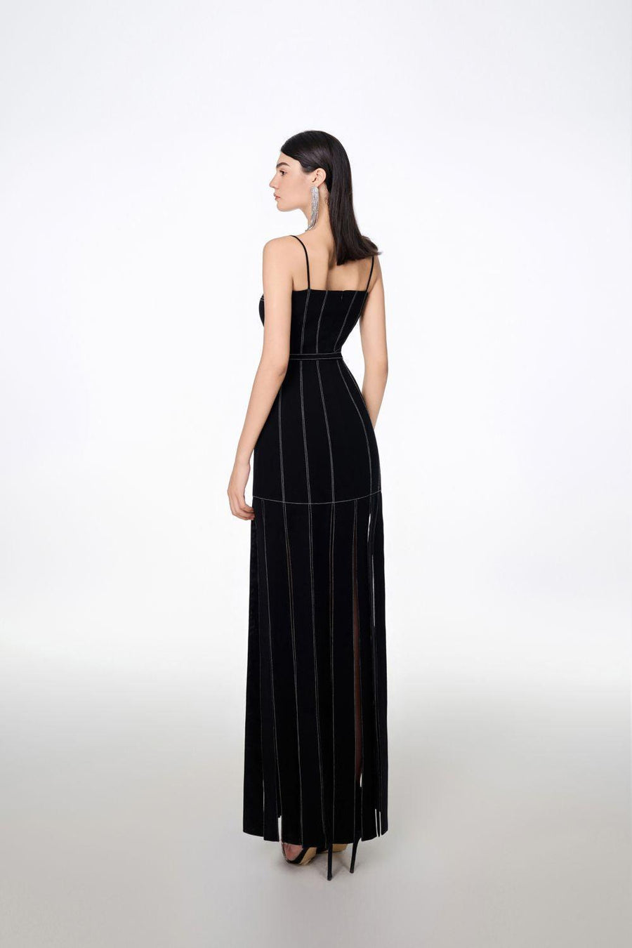 Ava Slit Spaghetti Strap Crepe Midi Dress Midi Dress TRACY STUDIO