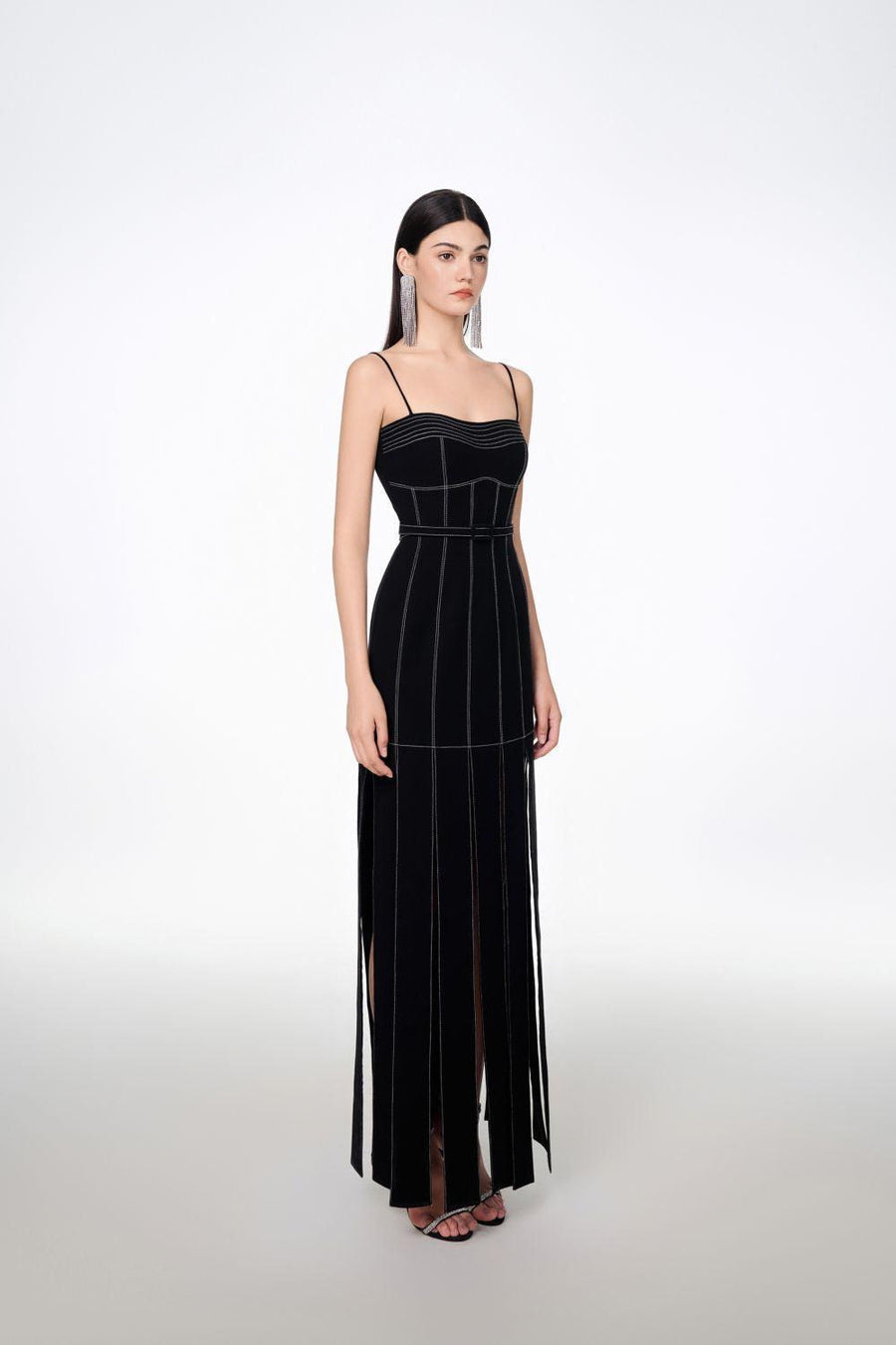 Ava Slit Spaghetti Strap Crepe Midi Dress Midi Dress TRACY STUDIO