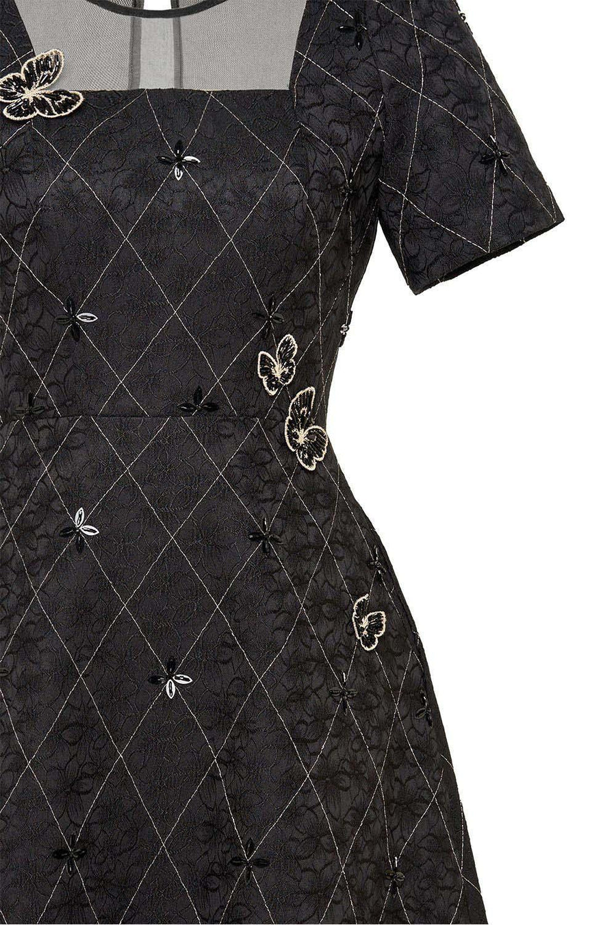 Azalea A-line Round Neck Brocade Midi Dress Midi Dress IVY moda